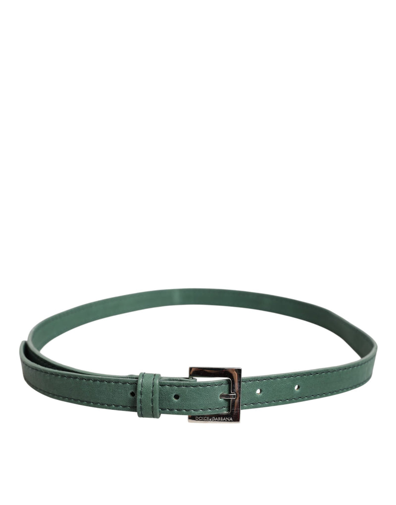 Ceinture en cuir vert foncé Dolce & Gabbana avec boucle en métal argenté