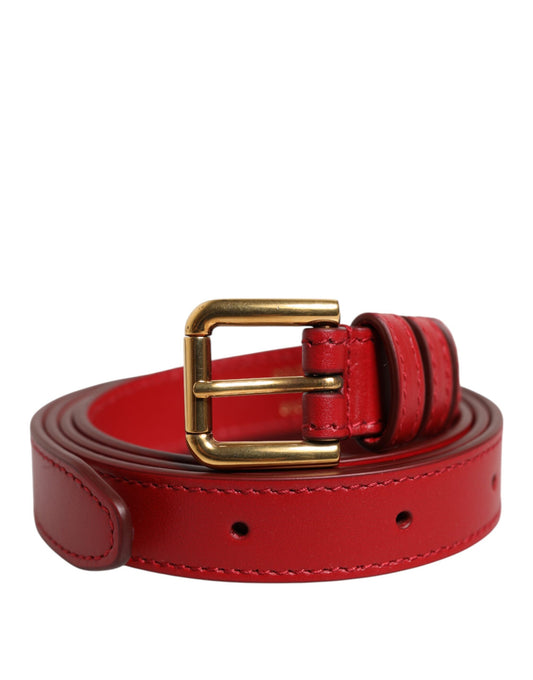 Ceinture à boucle en métal gravée du logo rouge Dolce & Gabbana