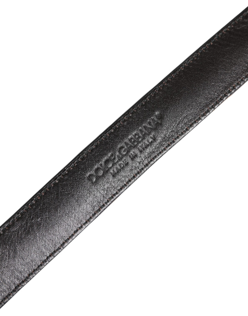 Dolce & Gabbana Ceinture en Cuir Léopard Marron avec Boucle Métallique Argentée