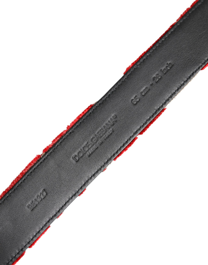 Dolce & Gabbana Red Viscose Silver DG Logo Metal Buckle Belt