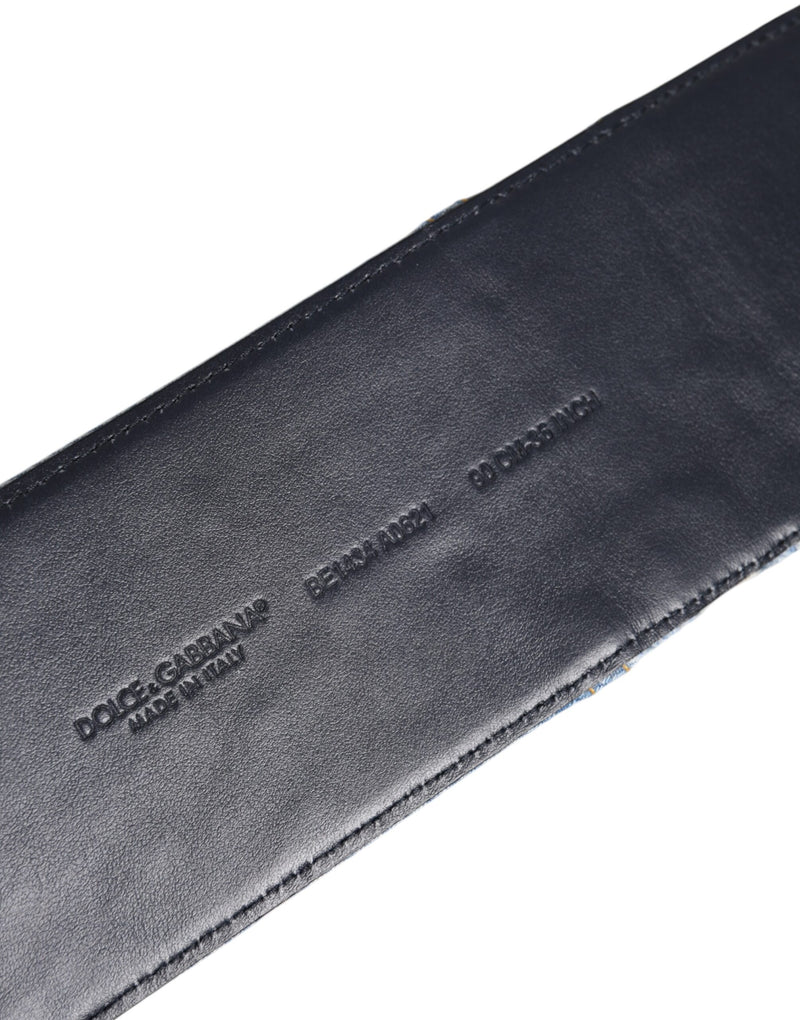 Dolce & Gabbana Ceinture en Denim Bleu Bicolore avec Boucle Dorée