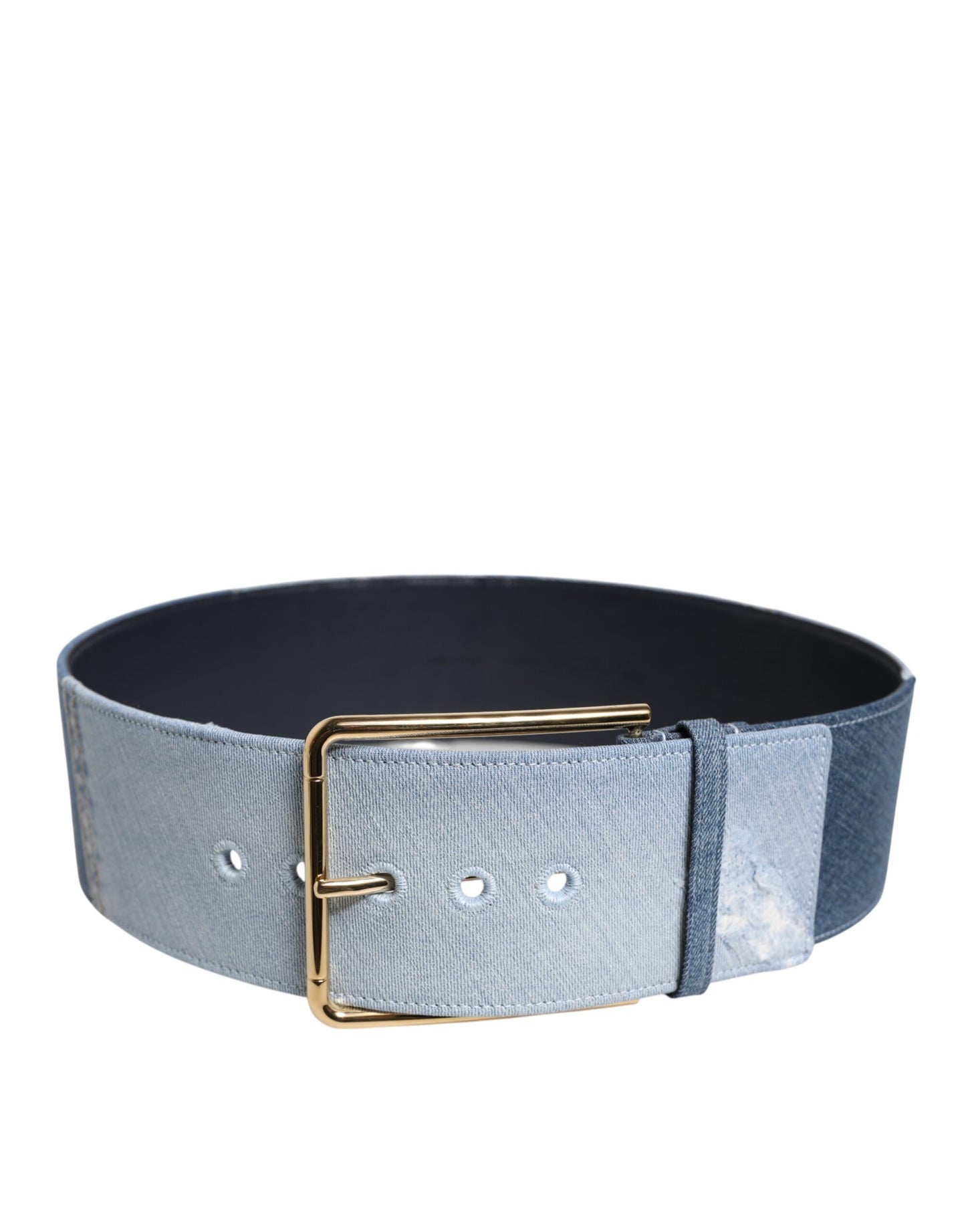 Ceinture Dolce & Gabbana en denim bleu bicolore avec boucle en métal doré