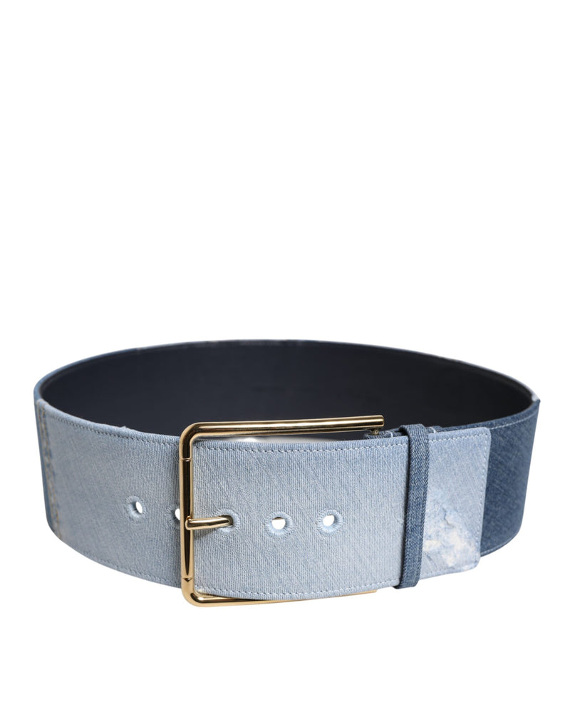 Ceinture en Denim Bleu à Deux Tons avec Boucle en Métal Doré - Dolce & Gabbana