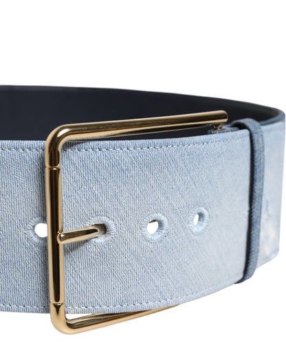 Ceinture Dolce & Gabbana en denim bleu bicolore avec boucle en métal doré