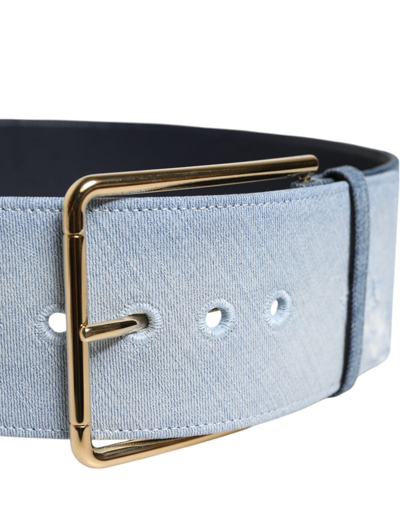 Ceinture en Denim Bleu à Deux Tons avec Boucle en Métal Doré - Dolce & Gabbana
