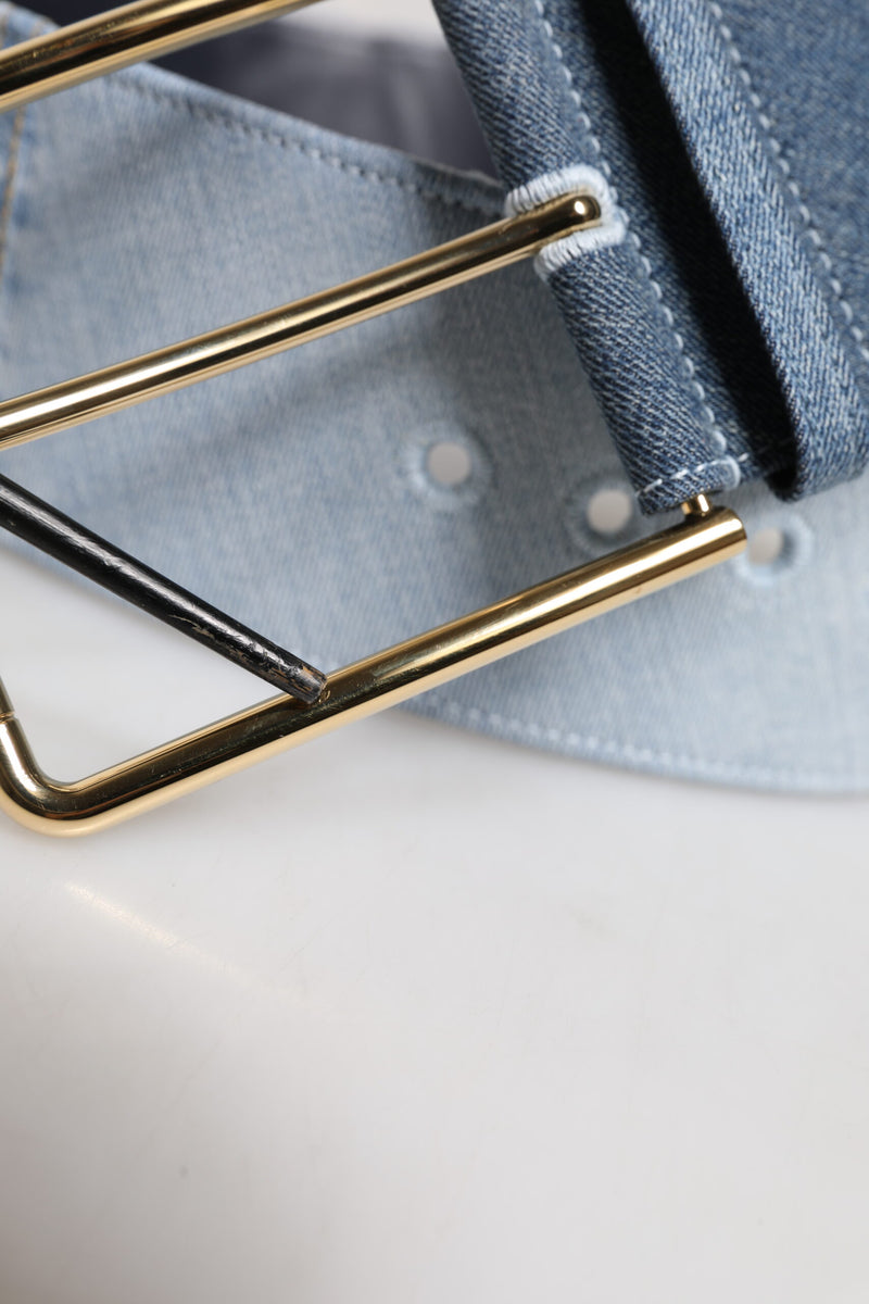 Ceinture en Denim Bleu à Deux Tons avec Boucle en Métal Doré - Dolce & Gabbana
