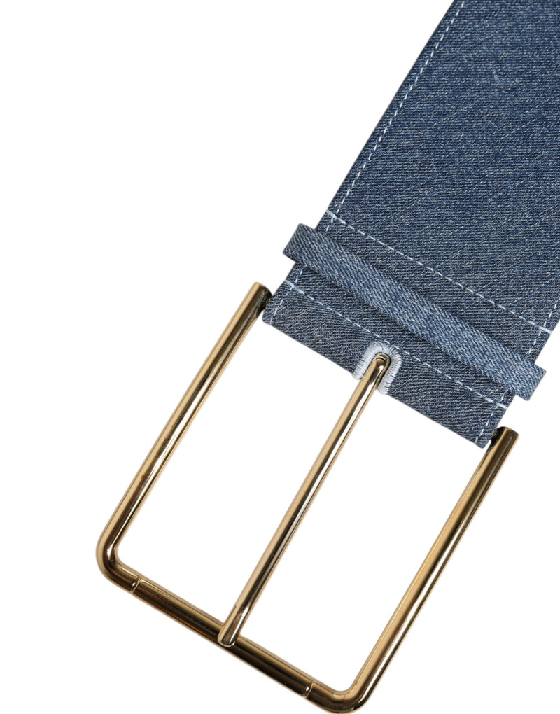 Ceinture en Denim Bleu à Deux Tons avec Boucle en Métal Doré - Dolce & Gabbana