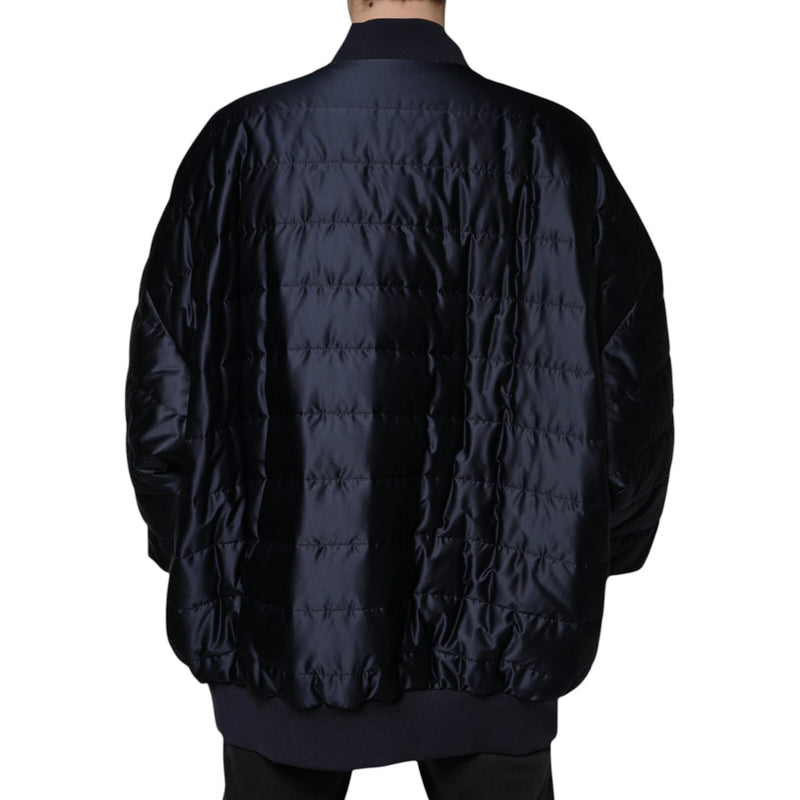 Bomber Jacket à Fermeture Éclair et Motif Quilté Bleu Foncé de Dolce & Gabbana