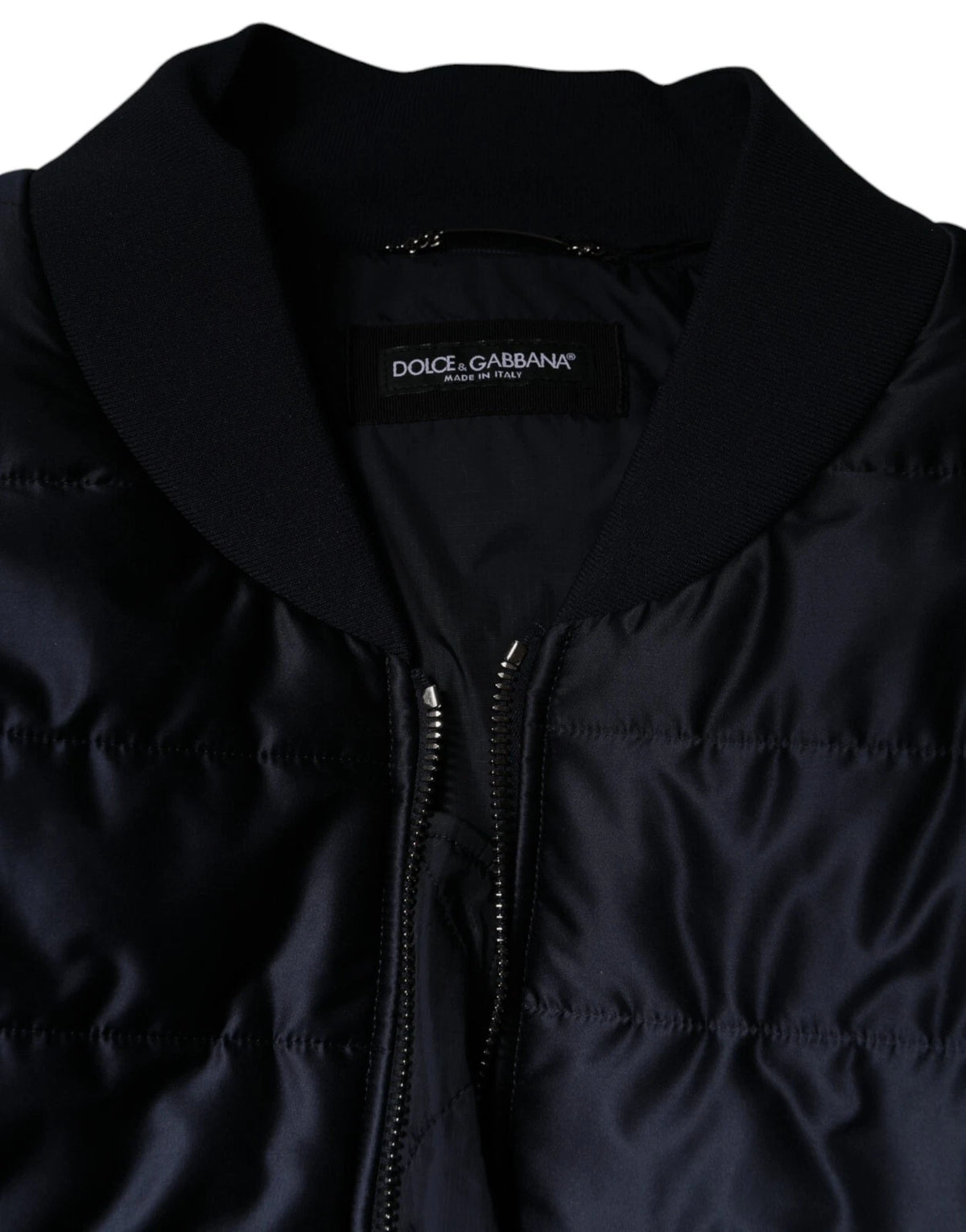 Bomber Jacket à Fermeture Éclair et Motif Quilté Bleu Foncé de Dolce & Gabbana