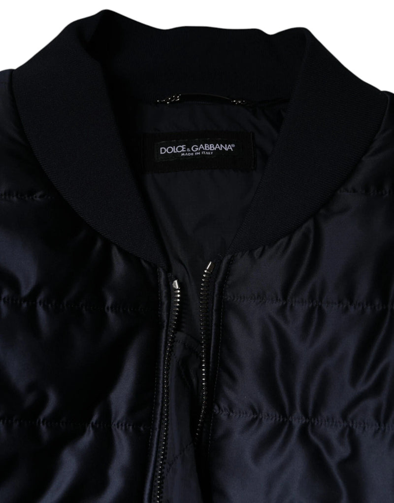 Bomber Jacket à Fermeture Éclair et Motif Quilté Bleu Foncé de Dolce & Gabbana