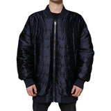 Bomber Jacket à Fermeture Éclair et Motif Quilté Bleu Foncé de Dolce & Gabbana