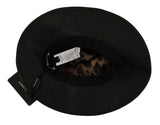 Chapeau à large bord en cuir noir Dolce &amp; Gabbana DG Coin Crystal