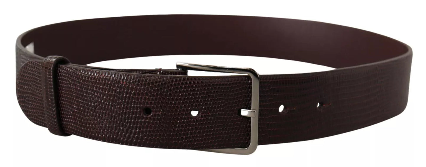 Ceinture Dolce & Gabbana en cuir de veau marron foncé avec boucle en métal et logo argenté