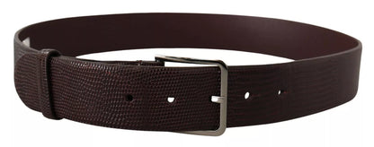 Ceinture Dolce & Gabbana en cuir de veau marron foncé avec boucle en métal et logo argenté