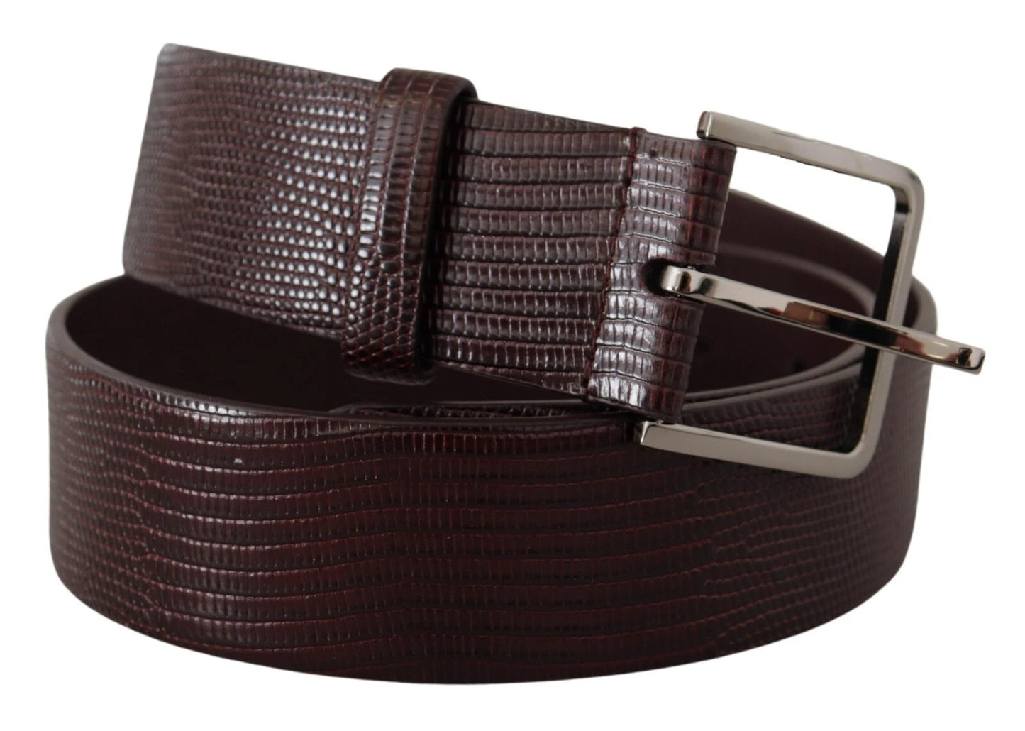 Ceinture Dolce & Gabbana en cuir de veau marron foncé avec boucle en métal et logo argenté