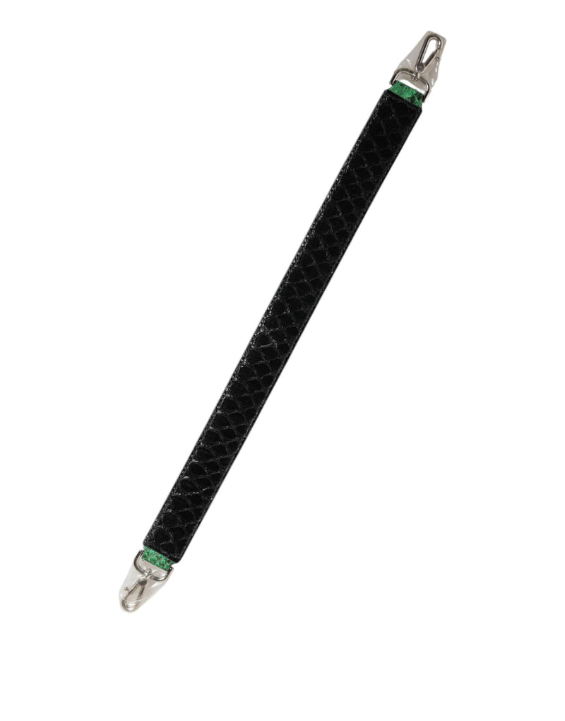 Dolce & Gabbana Black Green Exotic Leather Shoulder Strap