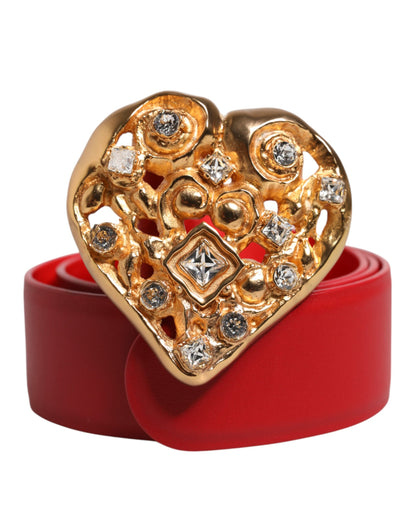 Ceinture Dolce & Gabbana en cuir de veau rouge avec boucle en métal ornée