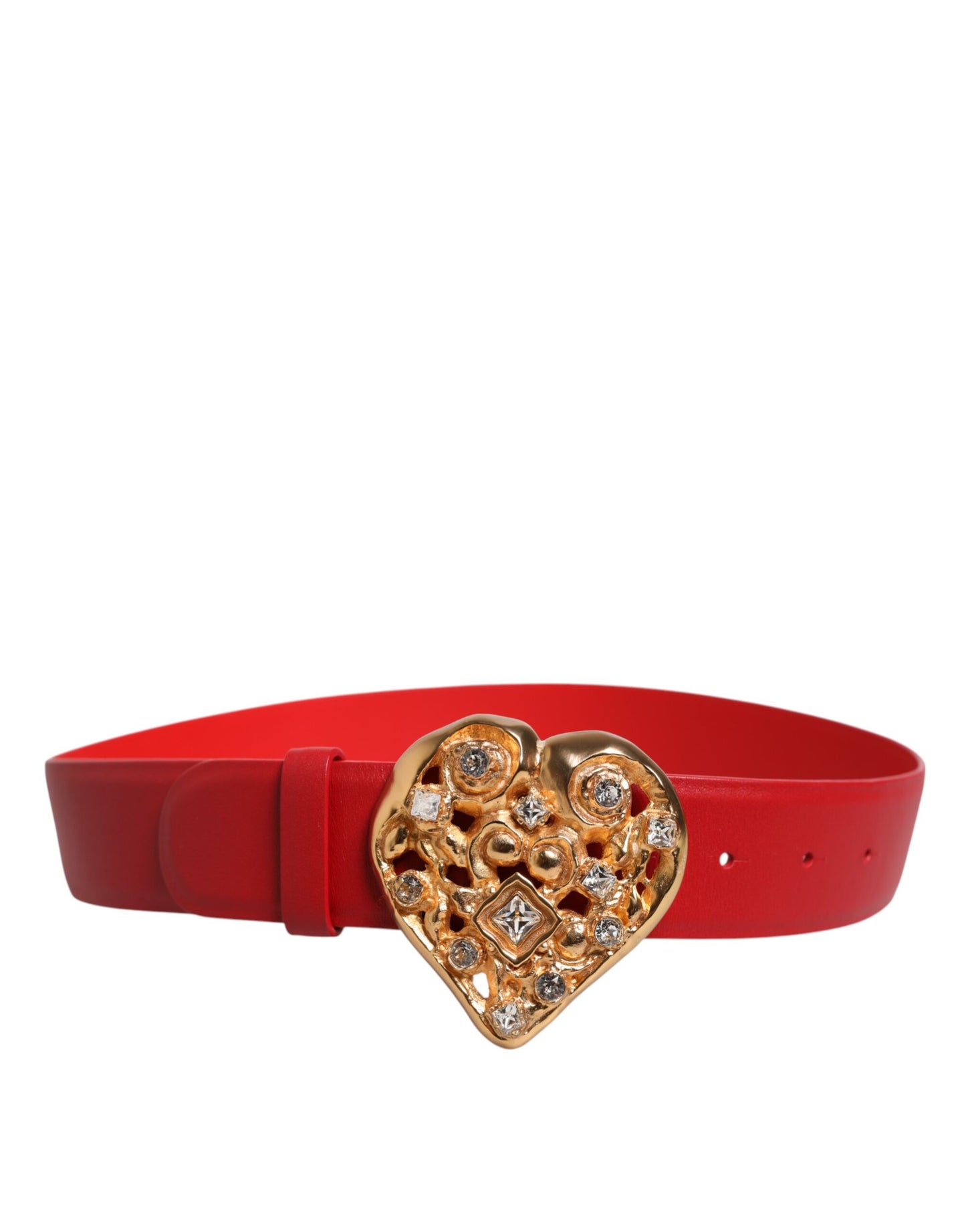 Ceinture Dolce & Gabbana en cuir de veau rouge avec boucle en métal ornée