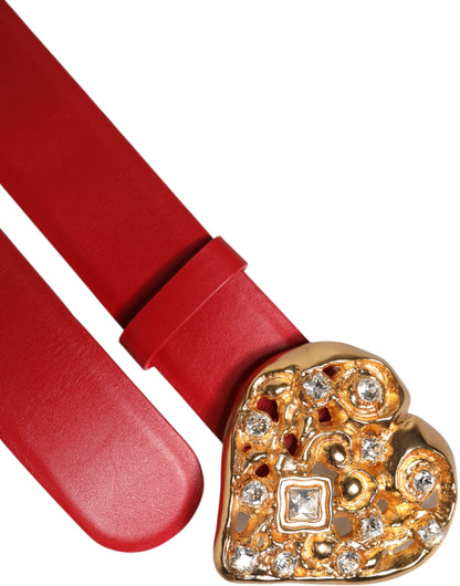Ceinture Dolce & Gabbana en cuir de veau rouge avec boucle en métal ornée