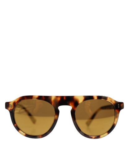 Dolce & Gabbana Bruine Acetaat Ronde Luipaardprint Zonnebril