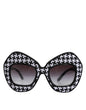 Dolce & Gabbana Zwart Wit PIED DE POULE Print Oversized Shades Zonnebril