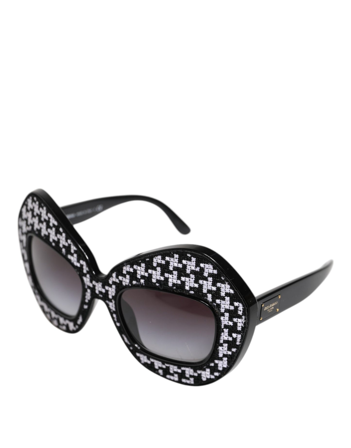 Dolce & Gabbana Zwart Wit PIED DE POULE Print Oversized Shades Zonnebril