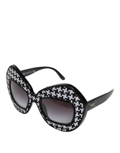 Dolce & Gabbana Zwart Wit PIED DE POULE Print Oversized Shades Zonnebril