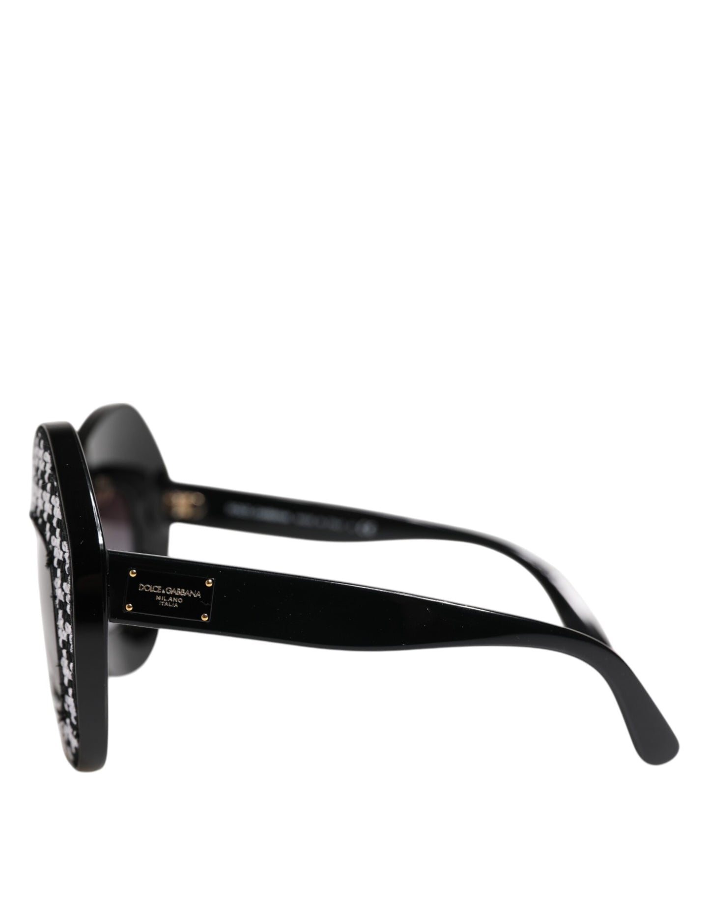 Dolce & Gabbana Zwart Wit PIED DE POULE Print Oversized Shades Zonnebril