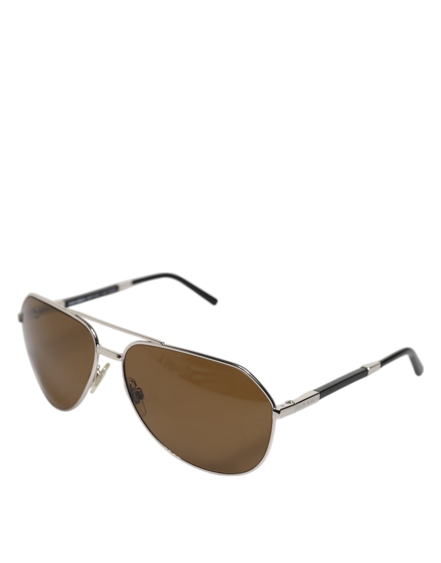 Dolce & Gabbana DG2073 Silver Steel Classic Pilot Brown Lens Zonnebril
