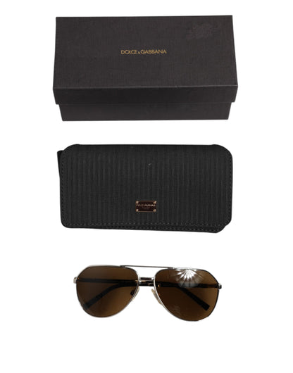 Dolce & Gabbana DG2073 Silver Steel Classic Pilot Brown Lens Zonnebril
