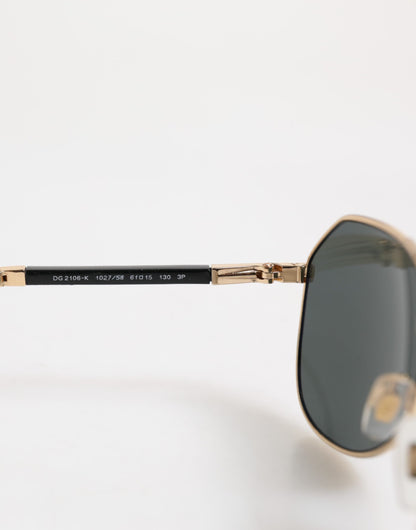 Dolce & Gabbana Gold DG2106K Pilot Frame Getinte Lens Gepolariseerde Zonnebril