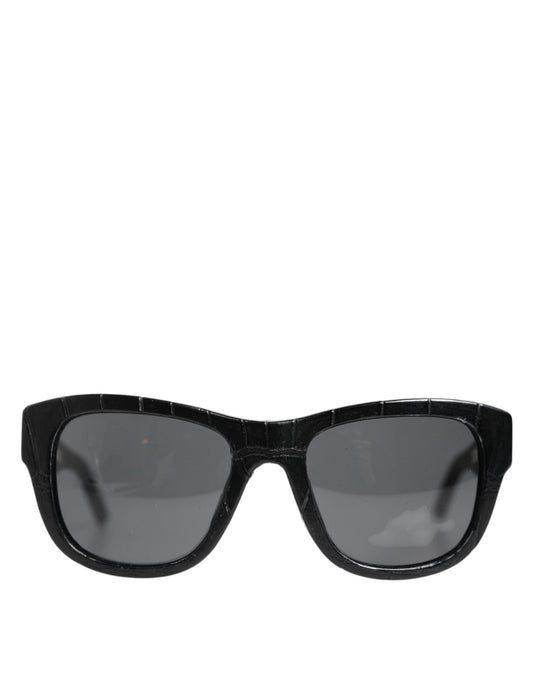 Dolce & Gabbana zwart leren montuur DG4177 zonnebril met getinte glazen