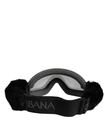 Dolce & Gabbana Zwarte Bi0759 Kanten Spiegelende Skibril Masker Zonnebril