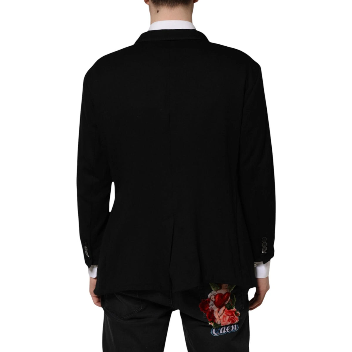 Dolce &amp; Gabbana, veste-blazer noire en viscose, modèle DG Crown.