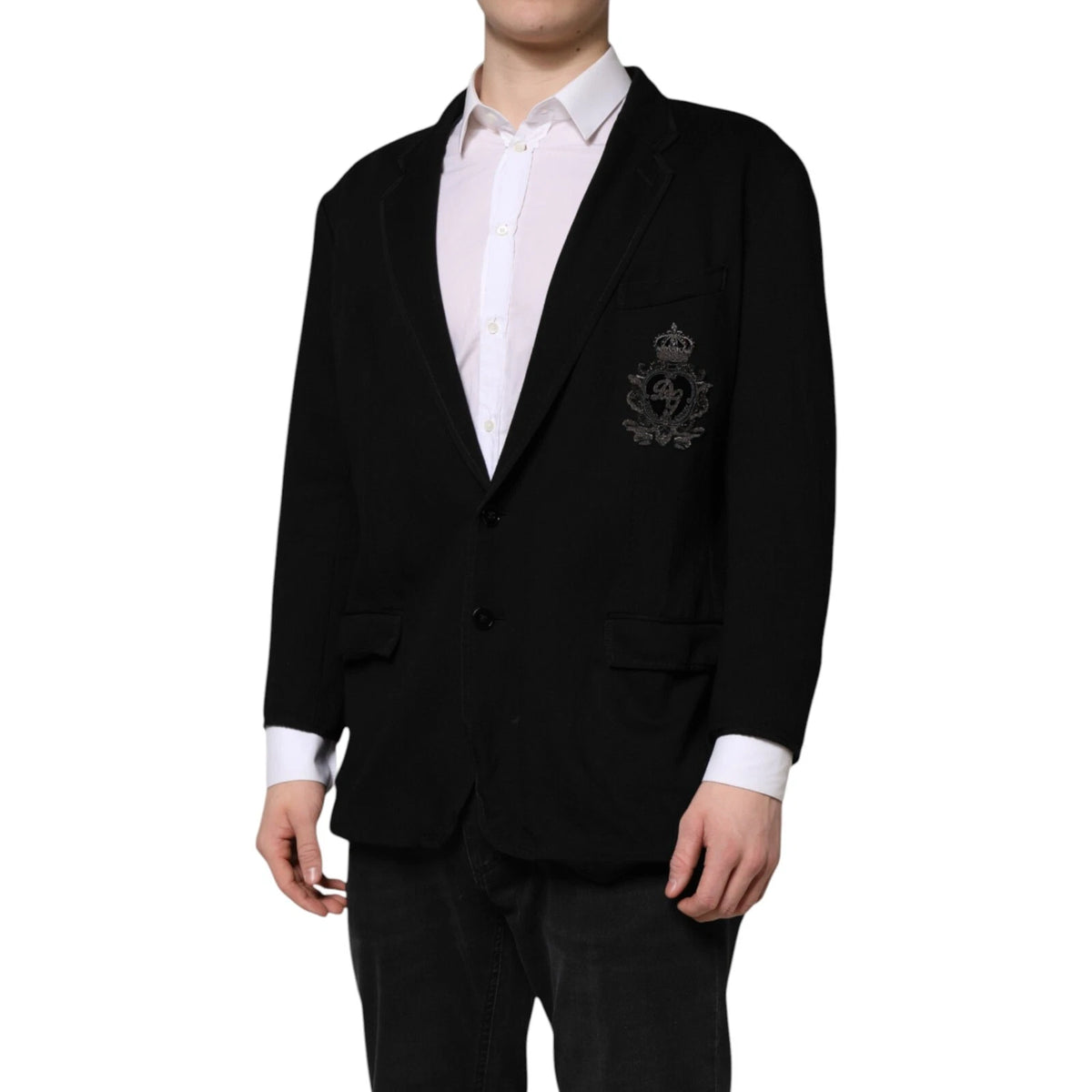 Dolce &amp; Gabbana, veste-blazer noire en viscose, modèle DG Crown.