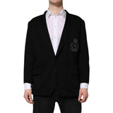 Dolce &amp; Gabbana, veste-blazer noire en viscose, modèle DG Crown.