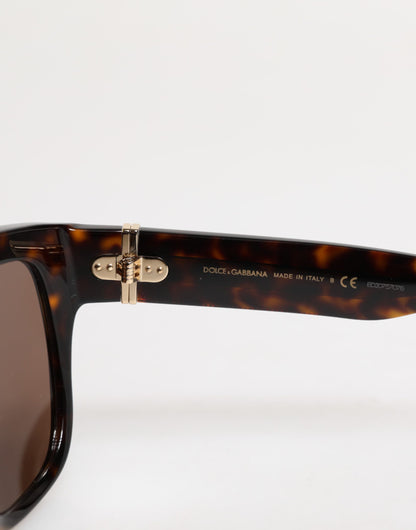 Dolce & Gabbana Dark Brown Havana DG4398F Vierkante Montuur Zonnebril