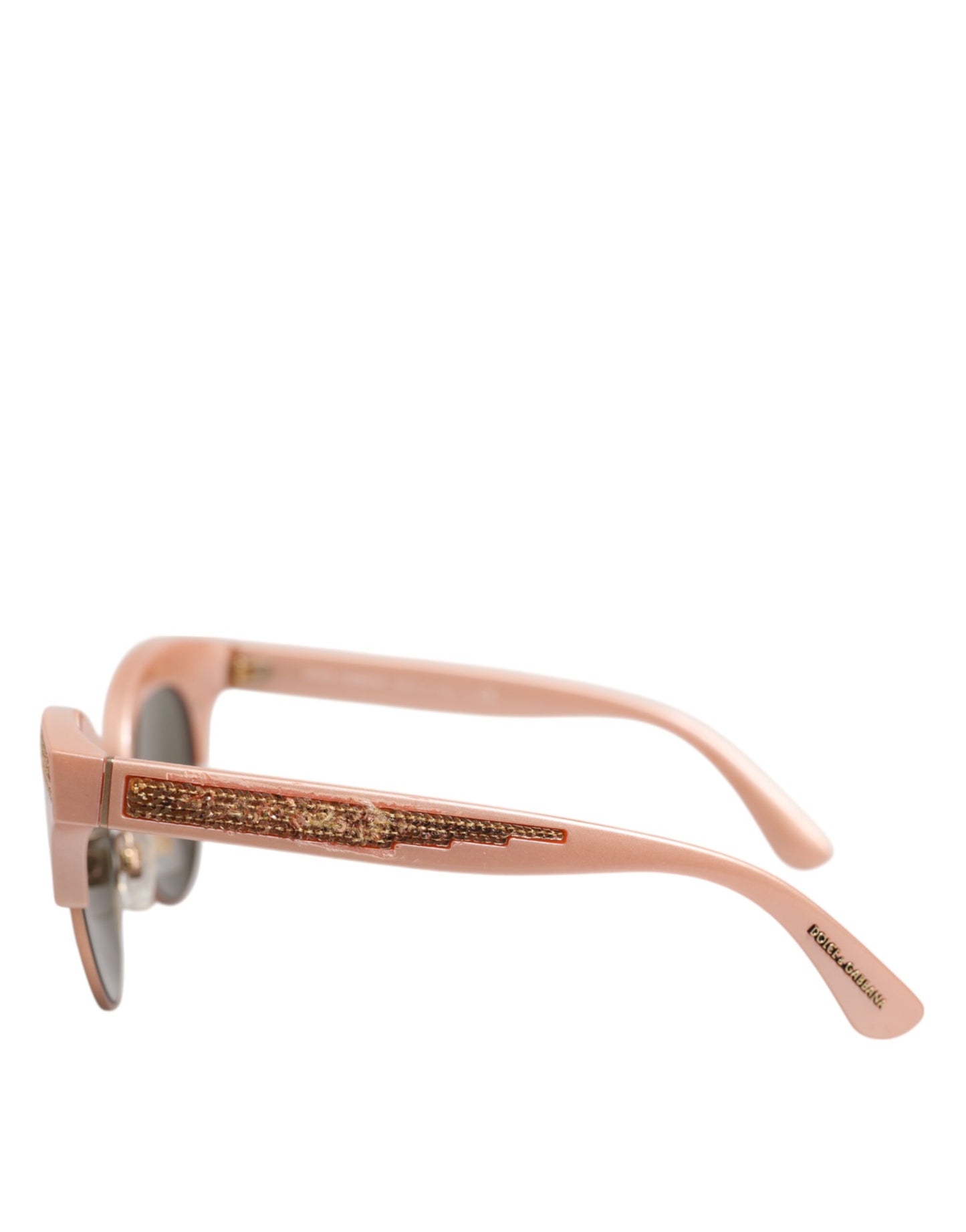 Dolce & Gabbana roze gouden gespiegelde cat eye DG6109 pailletten zonnebril
