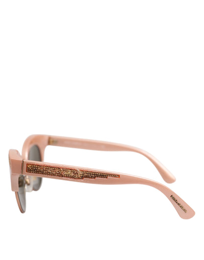 Dolce & Gabbana roze gouden gespiegelde cat eye DG6109 pailletten zonnebril