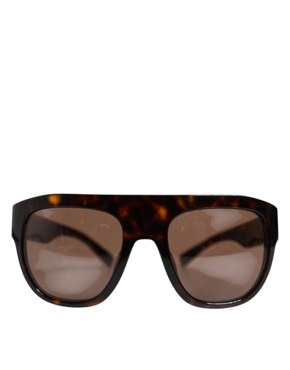 Dolce & Gabbana Dark Brown Havana DG4398F Vierkante Montuur Zonnebril