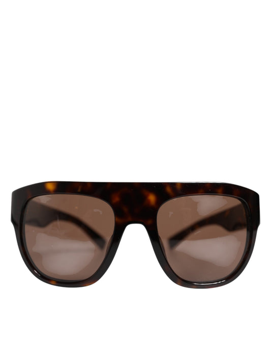 Dolce & Gabbana Dark Brown Havana DG4398F Vierkante Montuur Zonnebril