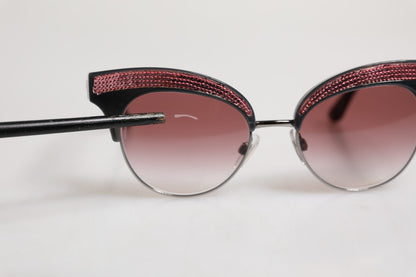 Dolce & Gabbana Zwart Roze Gespiegelde Cat Eye DG6109 Zonnebril met Pailletten