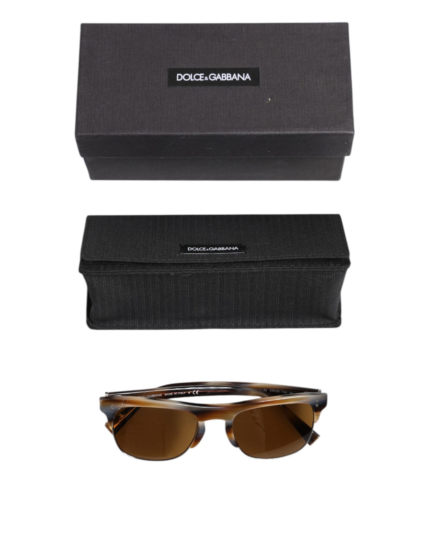 Dolce & Gabbana Bruin Gestreepte Acetaat Vierkante DG4305 Zonnebril