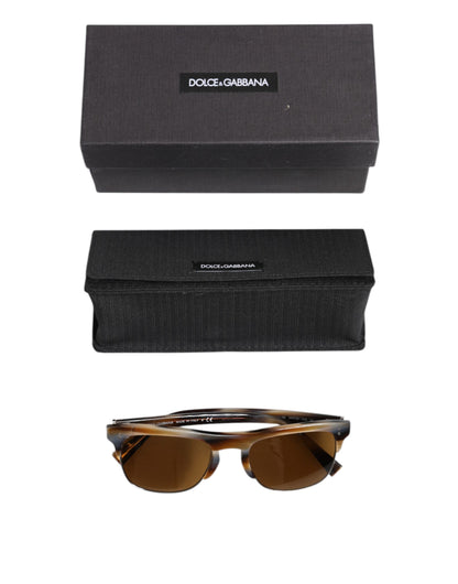 Dolce & Gabbana Bruin Gestreepte Acetaat Vierkante DG4305 Zonnebril