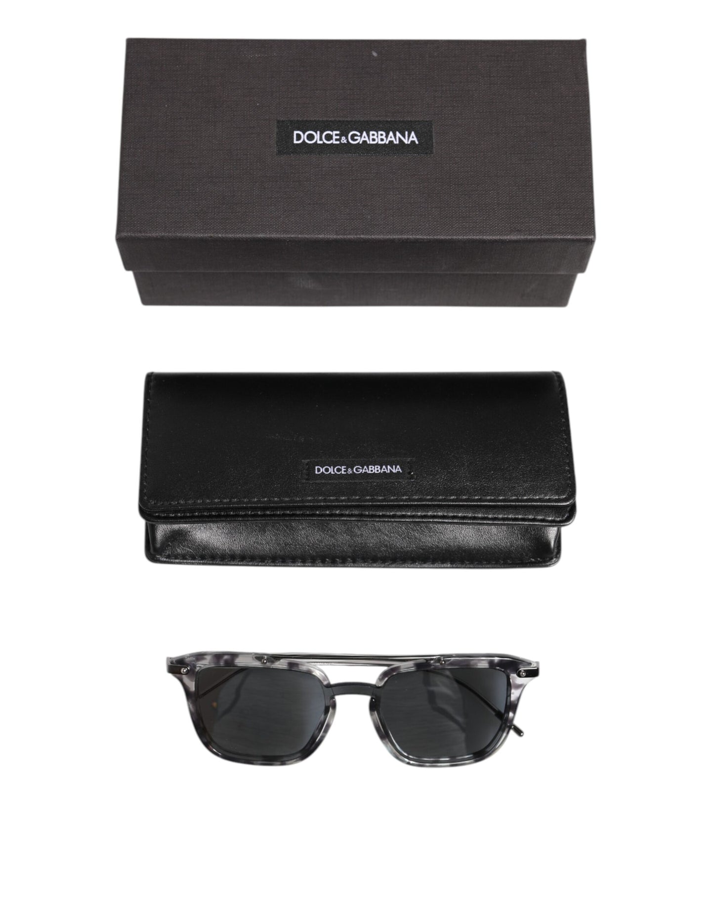 Lunettes de soleil carrées Dolce &amp; Gabbana en acétate gris havane DG4327