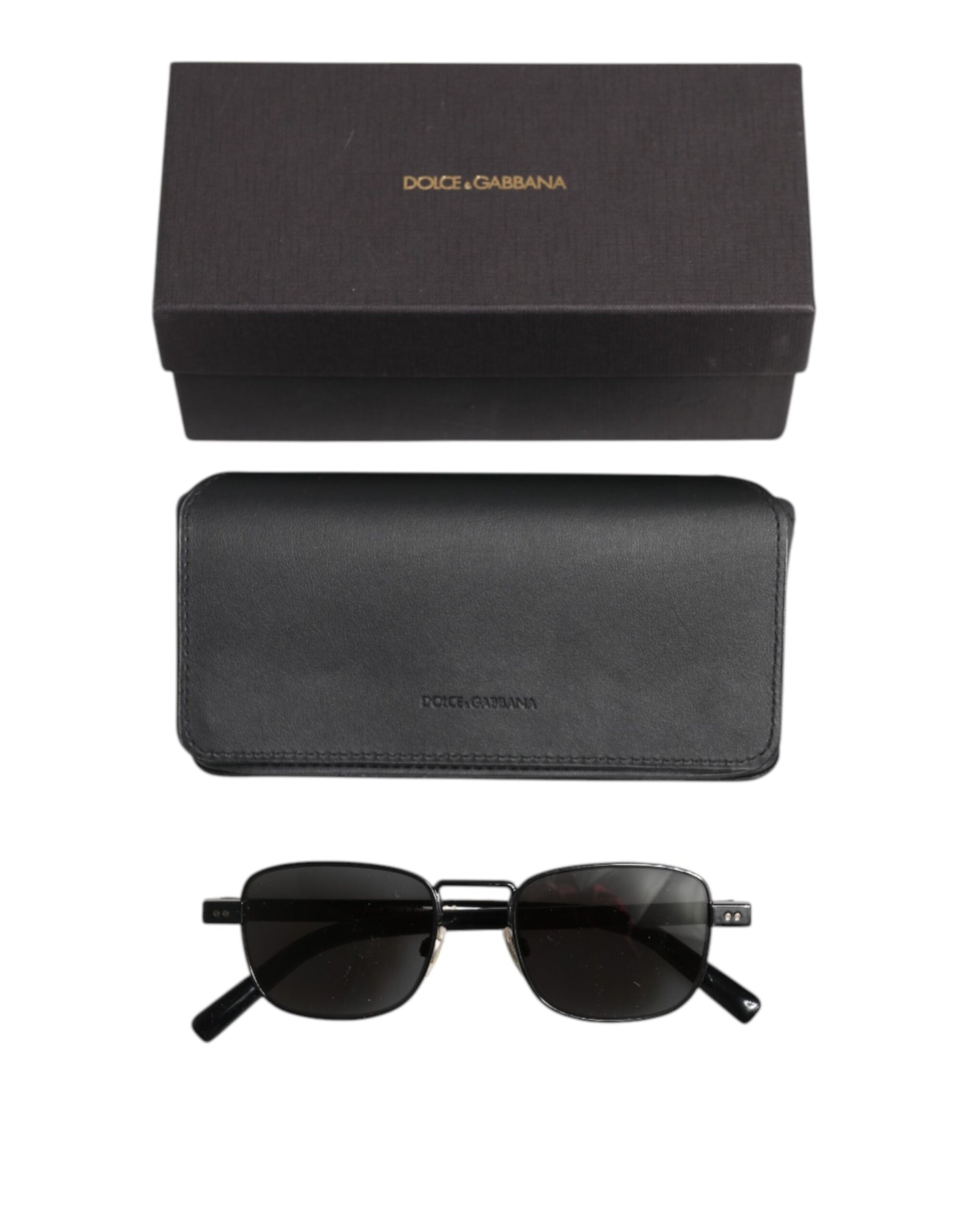 Dolce & Gabbana zwart metalen montuur met vierkante lenzen DG2222 Eyewear zonnebril