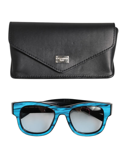Dolce & Gabbana Blauw Zwart Gemarmerd Metaal DG2215K Eyewear Zonnebril