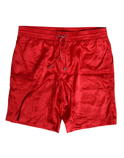 Dolce & Gabbana Red Nylon Drawstring Beachwear Shorts Swimwear