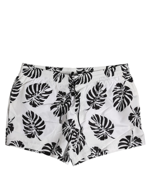 Short de bain/maillot de bain Dolce & Gabbana blanc à imprimé noir