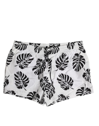 Short de bain/maillot de bain Dolce & Gabbana blanc à imprimé noir